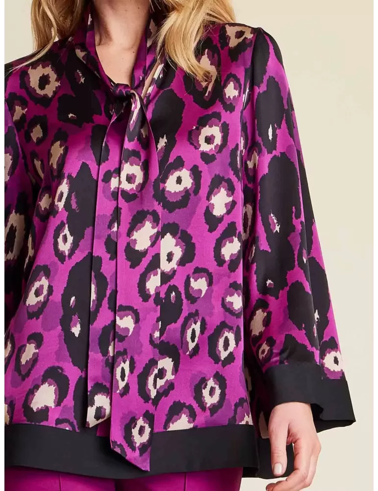 Piero Moretti F/W 2023-24 | fuchsia spots formal blouse shirt with scarf