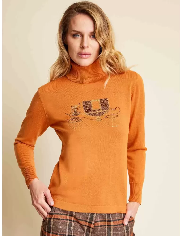 Orange merino wool sweater deals