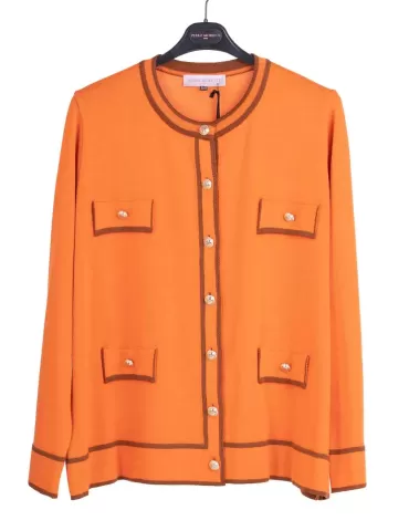 Piero Moretti orange and brown wool cardigan jacket