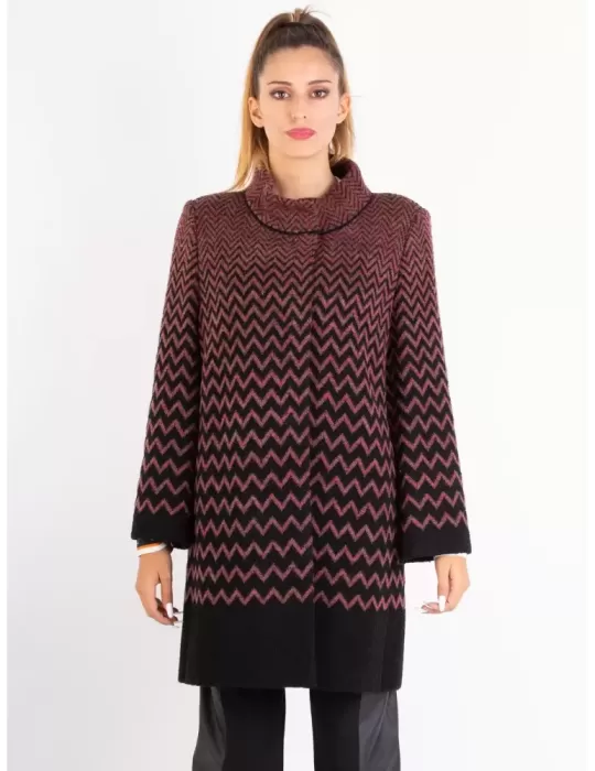 Aldo Colombo elegant black and red herringbone pure wool coat Aldo Colombo elegant black and red herringbone pure wool coat