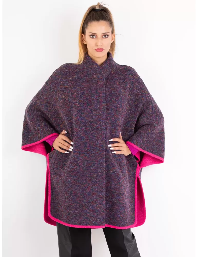 Aldo Colombo black thick merino wool cape cloak coat