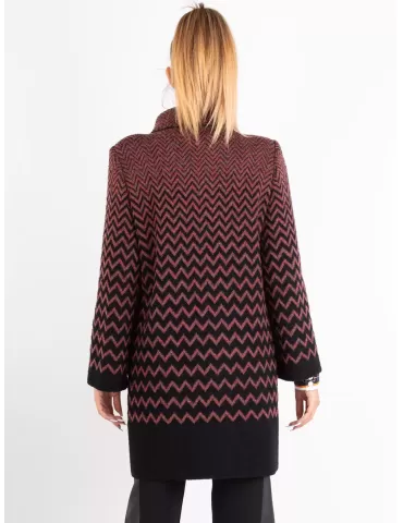 Aldo Colombo elegant black and red herringbone pure wool coat 2