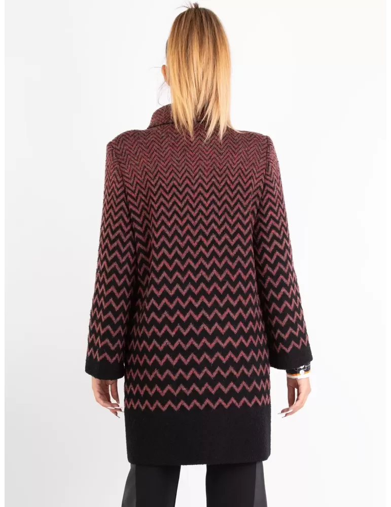 Aldo Colombo | Cappotto spigato rosso e nero in mussola di lana mohair