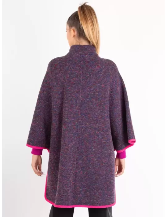 Aldo Colombo elegant fuchsia merino wool woman cape coat