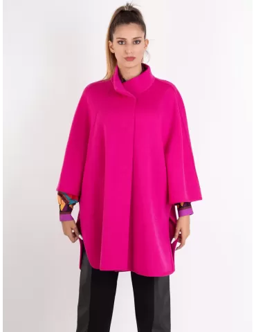 Aldo Colombo Mantella elegante fucsia jersey di pura lana punto Milano 2