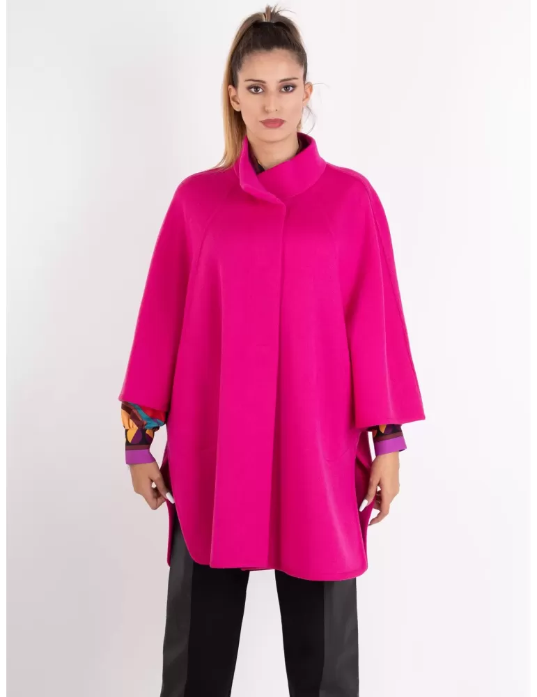 Aldo Colombo Mantella elegante fucsia jersey di pura lana punto Milano