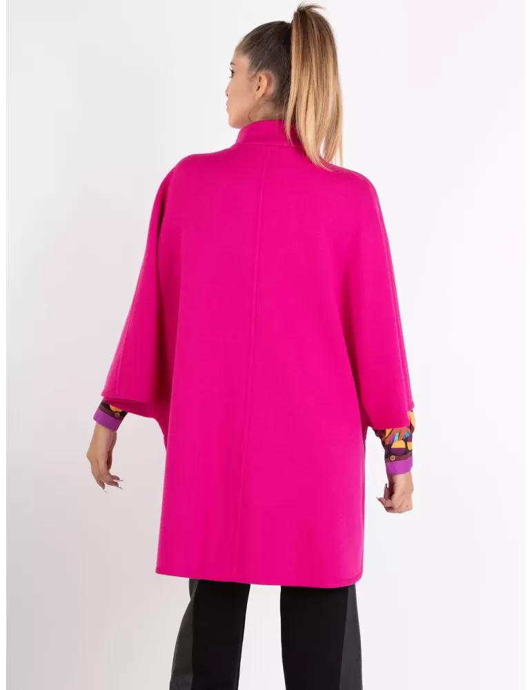 Aldo Colombo elegant fuchsiamerino wool woman cape coat