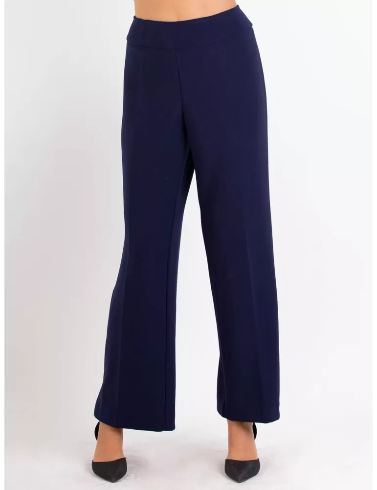 Aldo Colombo Italy | Finest merino wool and silk blue palazzo trousers Aldo Colombo Italy | Finest merino wool and silk blue palazzo trousers