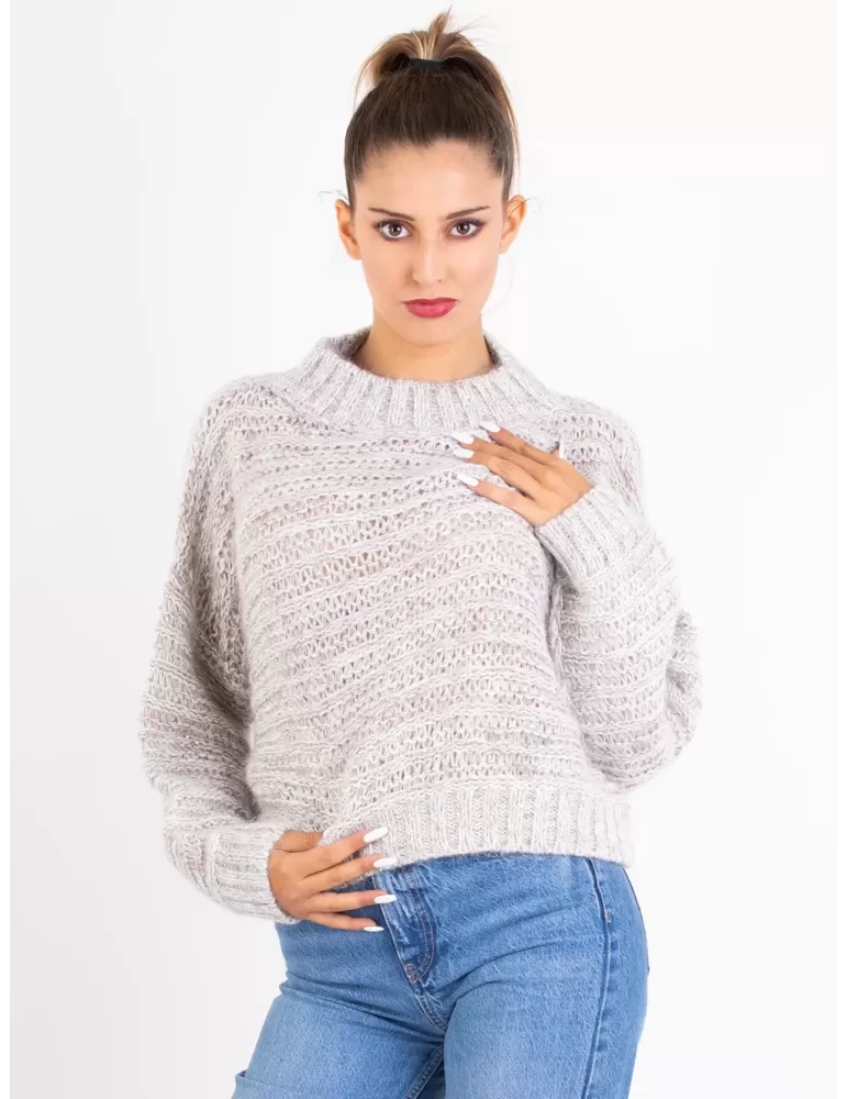 Volpato Maglieria | Maglione grosso tweed beige con paillettes