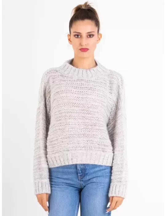 Beige tweed mohair alpaca wool silk sequins knitted chubby sweater Beige tweed mohair alpaca wool silk sequins knitted chubby sweater