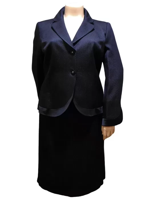 Completo cerimonia blu tailleur gonna in lana e seta taglie comode Completo cerimonia blu tailleur gonna in lana e seta taglie comode