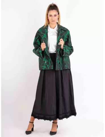 Maesta Green and black double breast brocade formal jacket coat 2