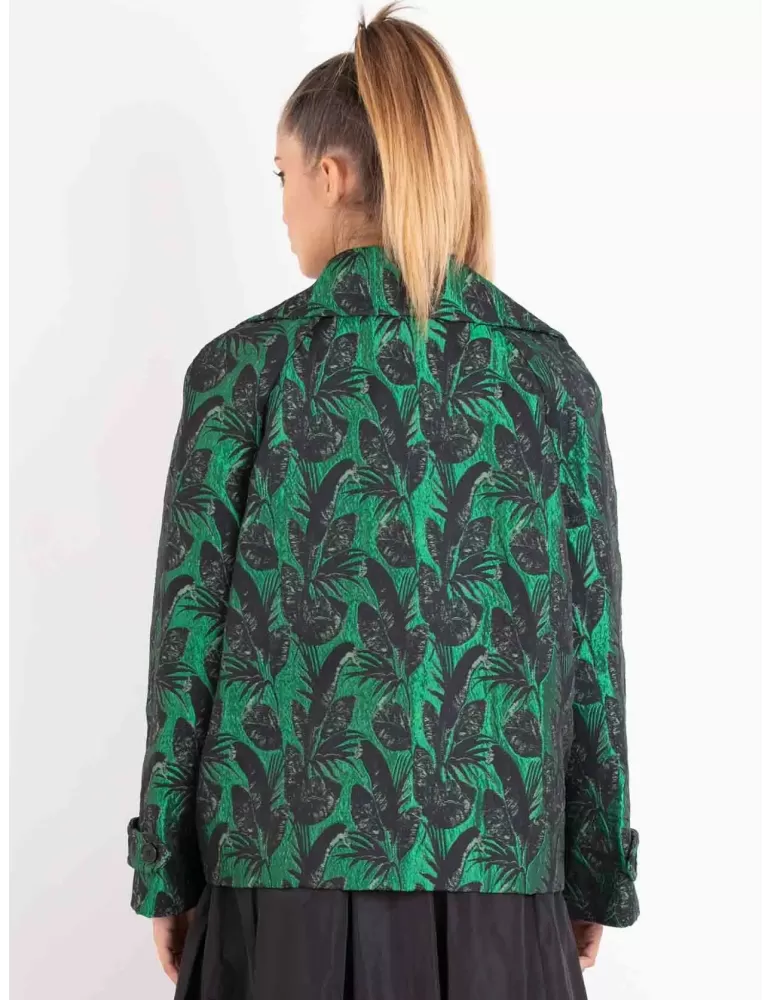 Dark green and black double breast brocade formal jacket