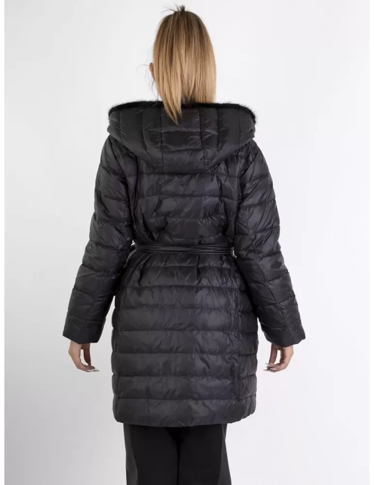 Blue Overcoat | Plus size black hooded down jacket coat fur profiles