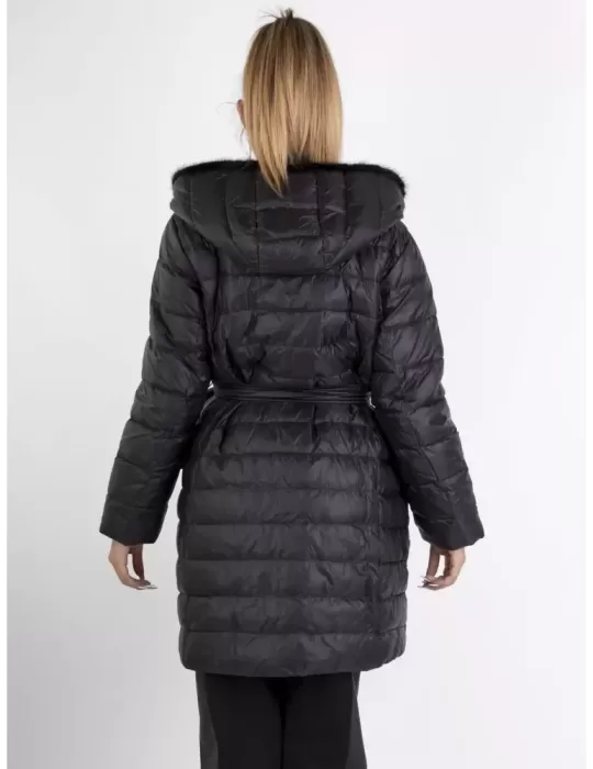 Cappotto piumino nero profili di visone fino alla tg 62 Pregio Couture