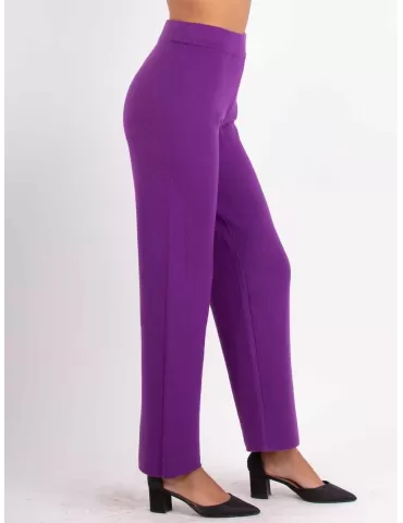 Frida Madè purple merino wool jersey palazzo trousers 2
