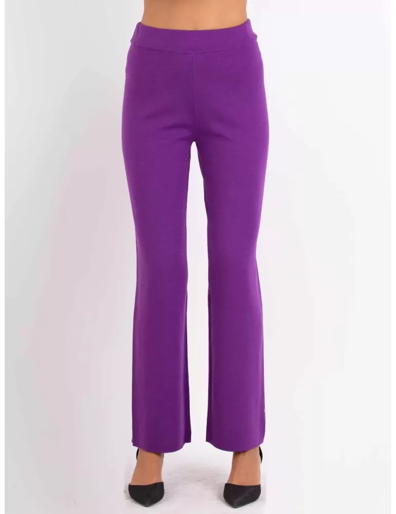 Frida Madè Italian knitwear | Purple merino wool jersey palazzo trousers Frida Madè Italian knitwear | Purple merino wool jersey palazzo trousers