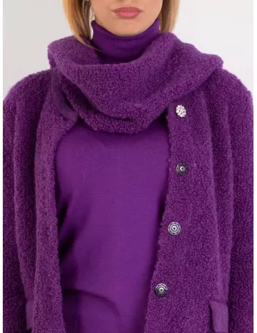 Frida Madè Online | Sciarpa viola in lana grossa alpaca bouclè