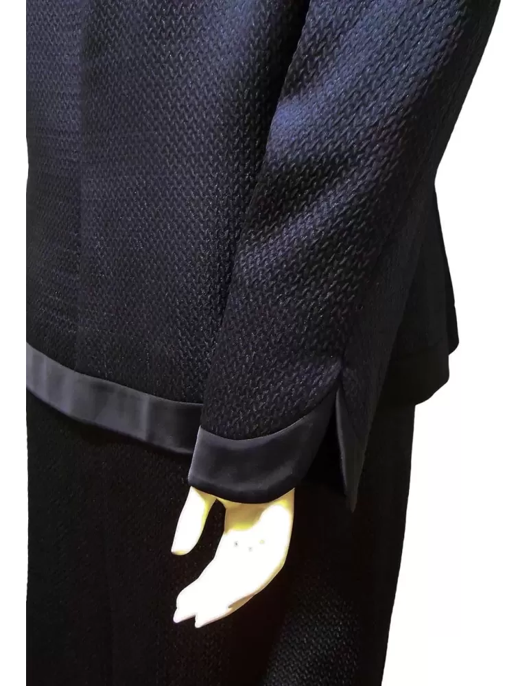 Completo cerimonia blu tailleur gonna in lana e seta taglie comode