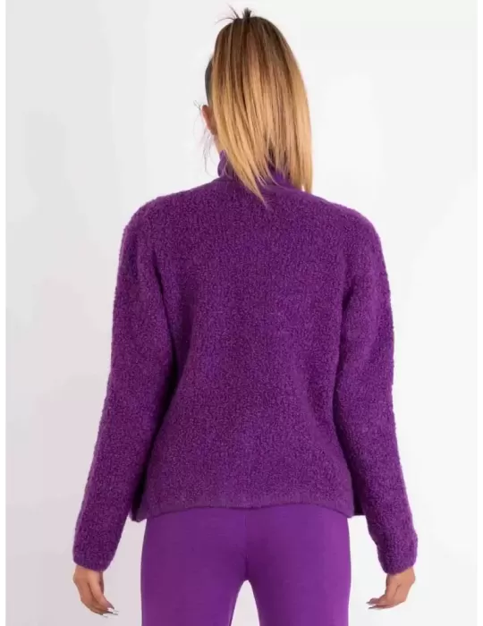 Frida Madè Baby alpaca merino bouclè purple cardigan jacket jewel button