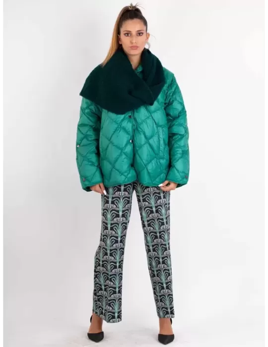 Frida Madè Online | Sciarpa verde in lana grossa alpaca bouclè