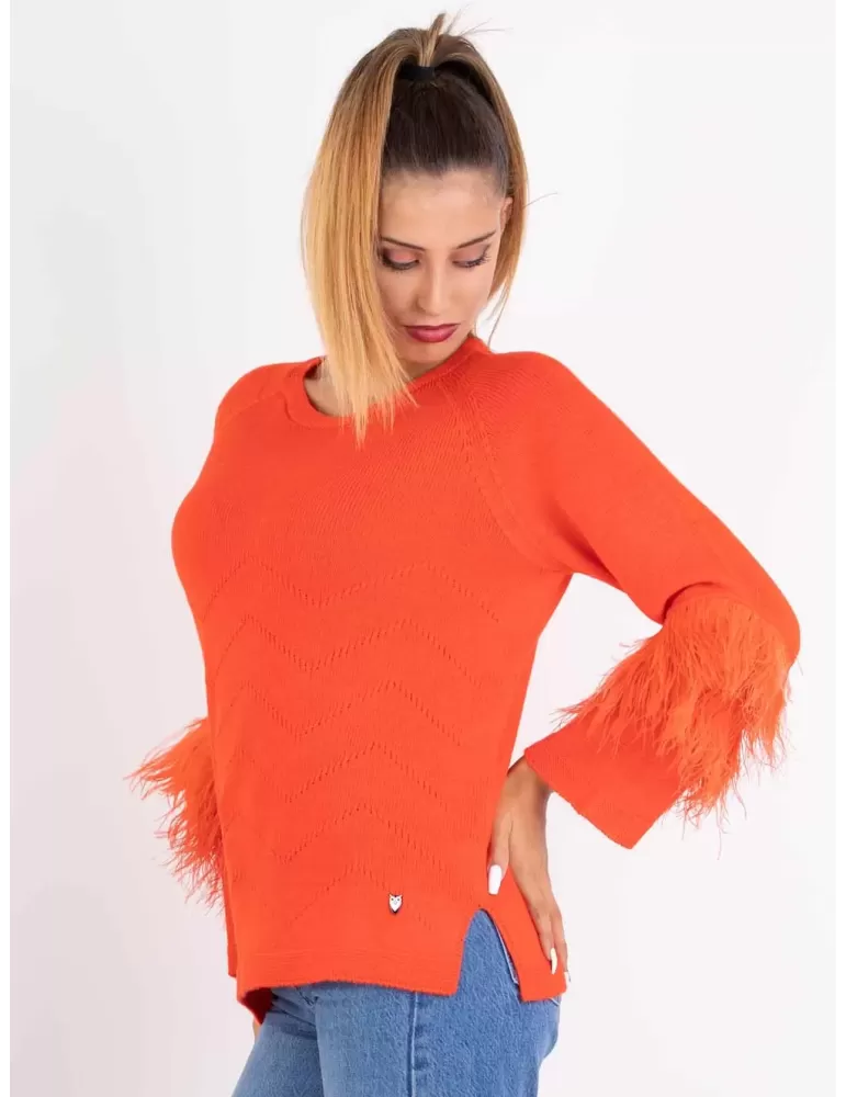 Riva Tricot Maglificio di Nibionno | Maglione arancione con piume
