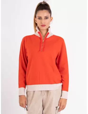 Riva Tricot Italy orange wool sweater jumper with feathers