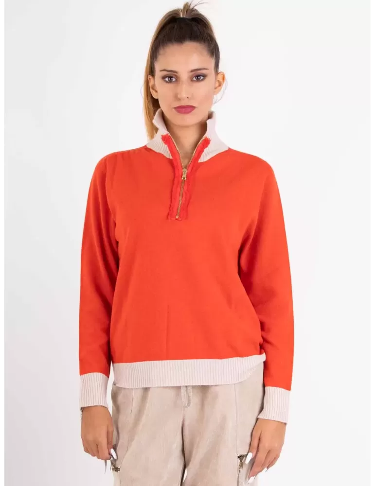 Riva Tricot Maglificio di Nibionno | Maglia cashmere lupetto arancio Riva Tricot Maglificio di Nibionno | Maglia cashmere lupetto arancio