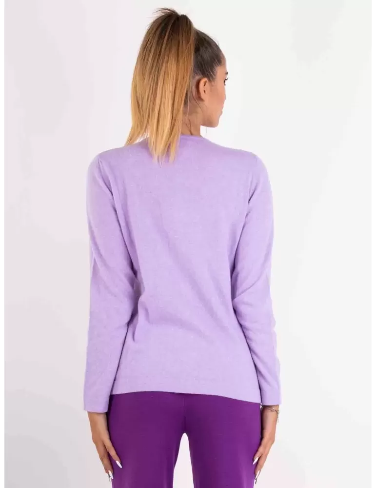 Riva Tricot A/I 2023-24 | Cardigan lilla con intarsi di cuoricini