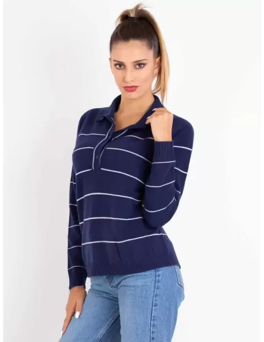 Riva Tricot A/I 2023-24 | Maglia polo blu lana e cashmere fino tg 56