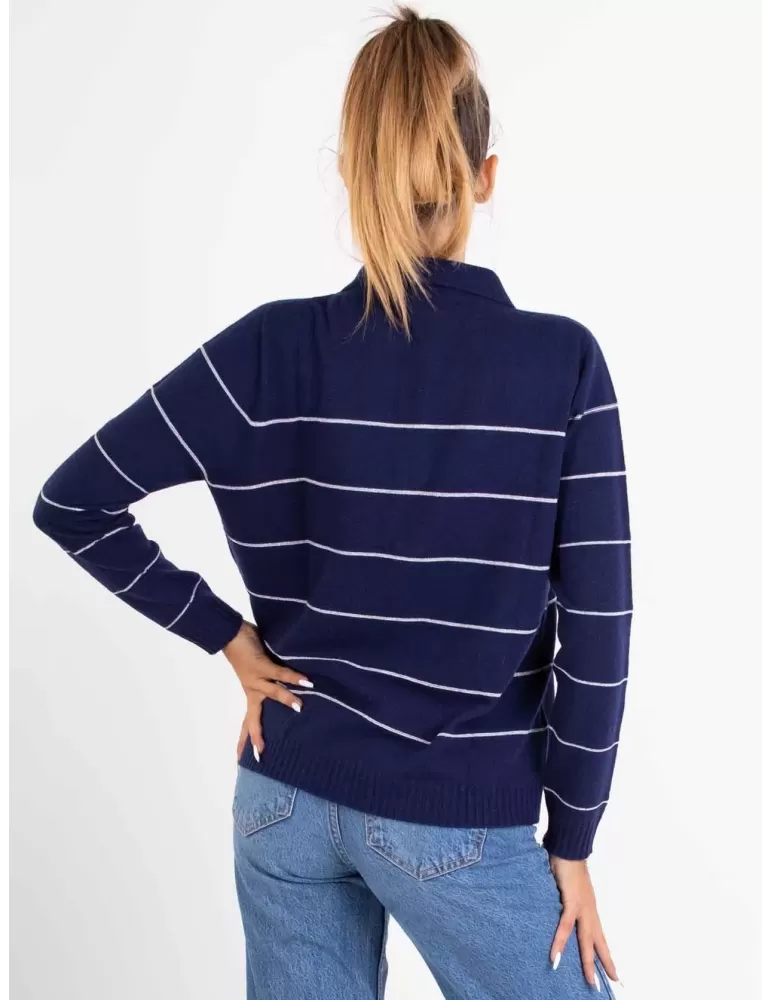 Riva Tricot A/I 2023-24 | Maglia polo blu lana e cashmere fino tg 56