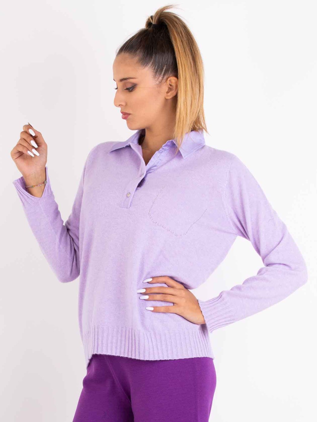 Riva Tricot lilac wool and...