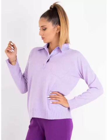 Riva Tricot lilac wool and cashmere polo neck sweater