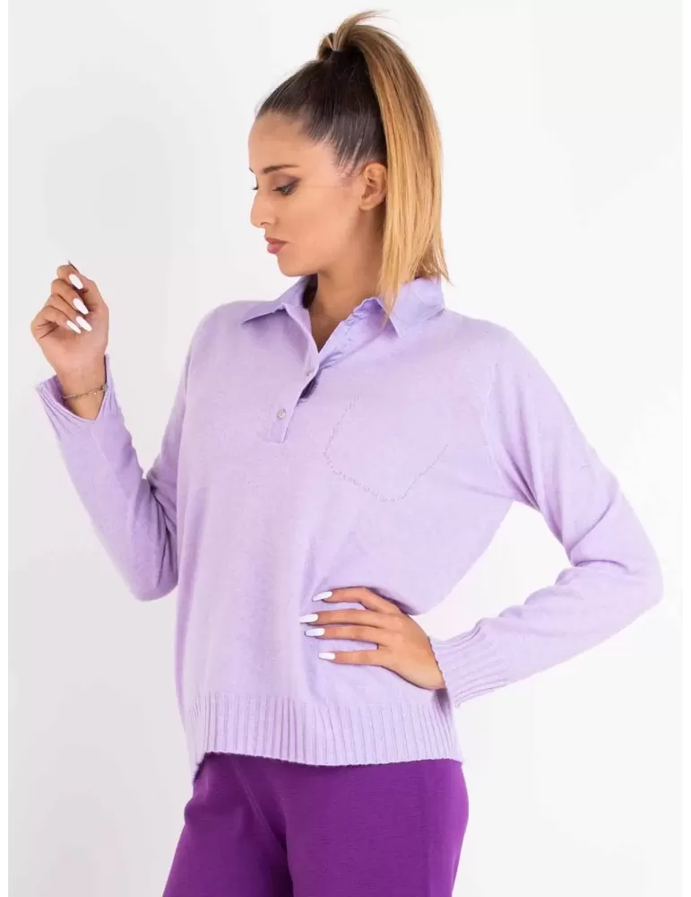 Riva Tricot lilac wool and cashmere polo neck sweater Riva Tricot lilac wool and cashmere polo neck sweater