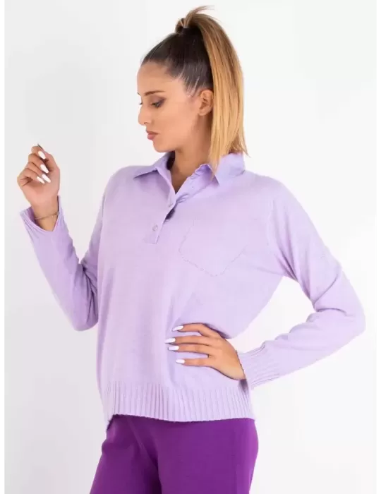 Riva Tricot A/I 2023-24 | Maglia polo lilla lana e cashmere fino tg 54 Riva Tricot A/I 2023-24 | Maglia polo lilla lana e cashmere fino tg 54
