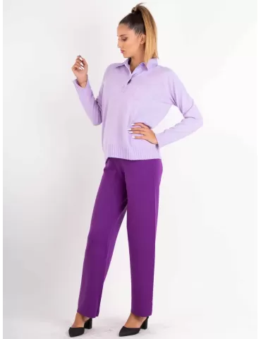 Riva online Italian knitwear | Lilac wool and cashmere polo neck sweater 2