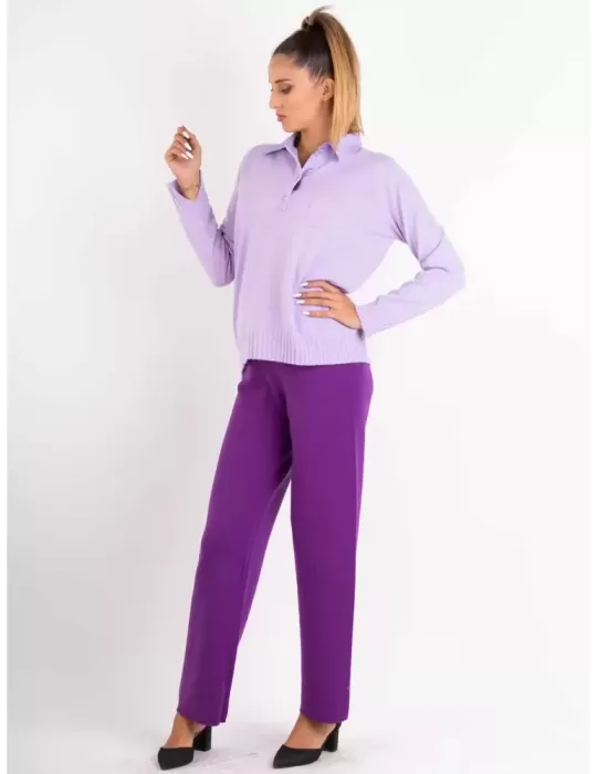 Riva Tricot A/I 2023-24 | Maglia polo lilla lana e cashmere fino tg 54