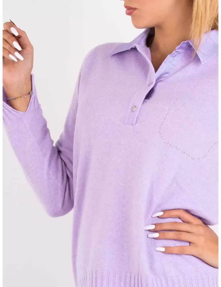 Riva Tricot lilac wool and cashmere polo neck sweater