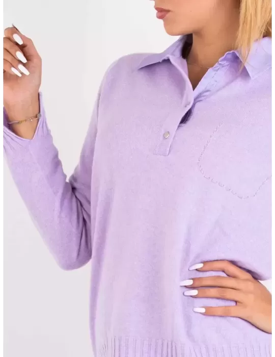 Riva Tricot A/I 2023-24 | Maglia polo lilla lana e cashmere fino tg 54