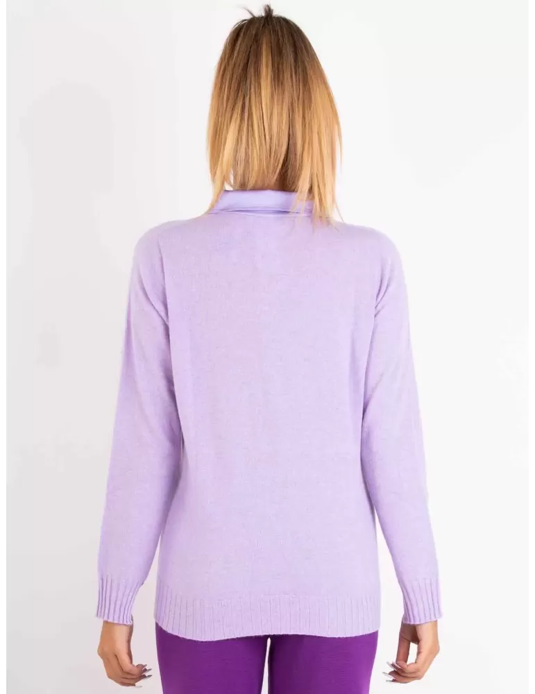Riva Tricot lilac wool and cashmere polo neck sweater