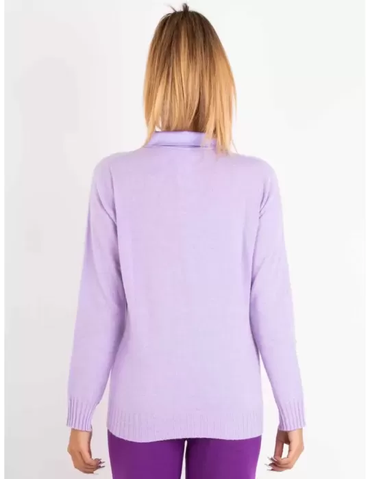 Riva Tricot A/I 2023-24 | Maglia polo lilla lana e cashmere fino tg 54