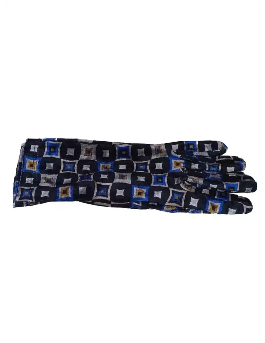 Black and royal blue geometric pattern velvet gloves Black and royal blue geometric pattern velvet gloves