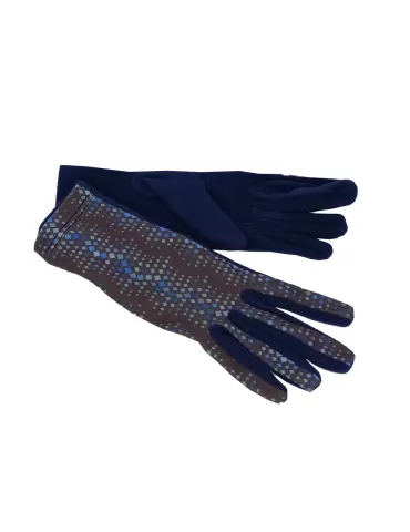Bottega del Guanto | Guanti donna eleganti pile blu fantasia glamour 2