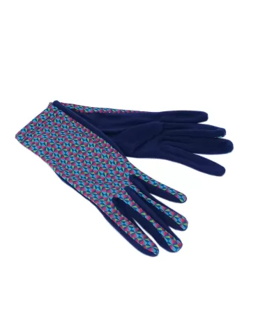 Bottega del Guanto | Guanti donna eleganti pile blu fantasia glamour 2