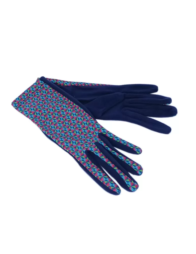 Bottega de Guanto | Diamond pattern blue fashion pile women gloves