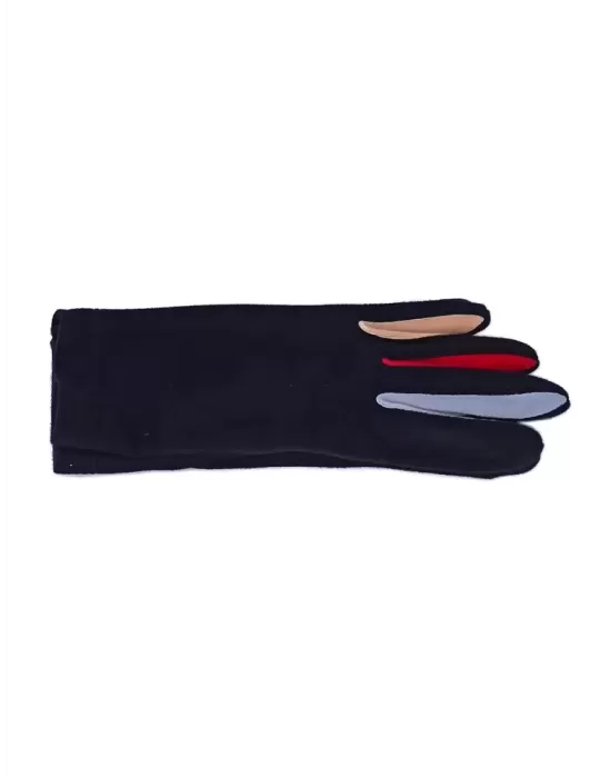 Bottega del Guanto | Black fashion pile gloves with coloured fingers Bottega del Guanto | Black fashion pile gloves with coloured fingers