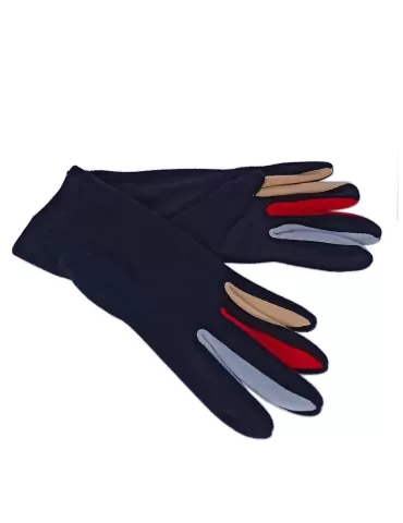 Bottega del Guanto | Black fashion pile gloves with coloured fingers 2