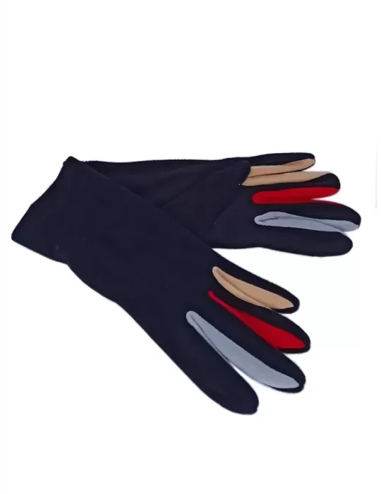 Bottega del Guanto | Black fashion pile gloves with coloured fingers