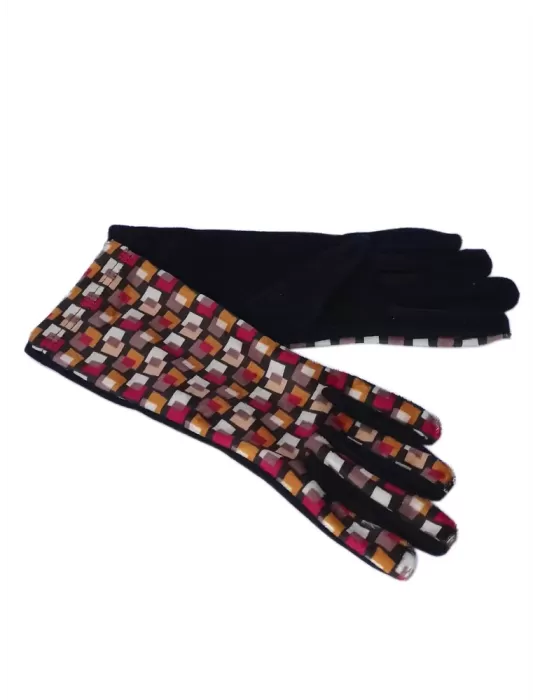 Bottega de Guanto | Mustard yellow and black pile fashion gloves women