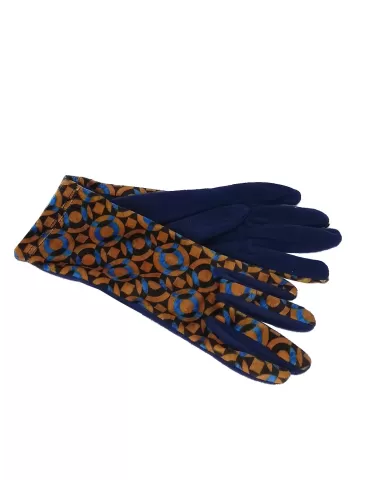 Bottega del Guanto | Guanti donna eleganti pile blu fantasia glamour 2